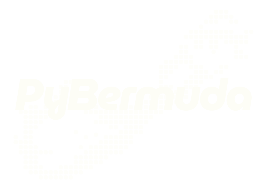 A
      logo with the word PyBermuda appearing across a pixelated island